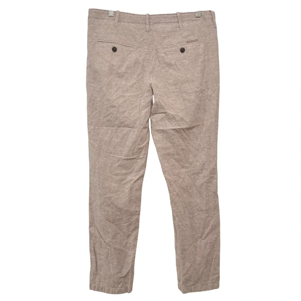 Perry Ellis Linen Blend Pants Mens 32x32 Beige Drawstring Casual Trousers
